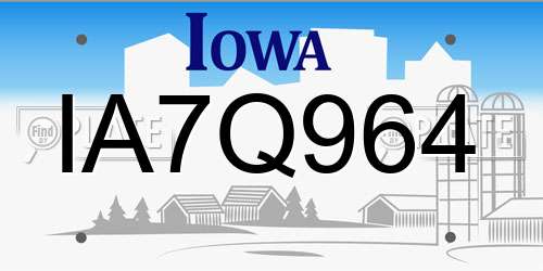 IA7Q964 Iowa License Plate