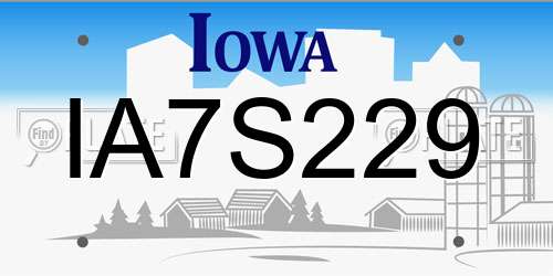 IA7S229 Iowa License Plate