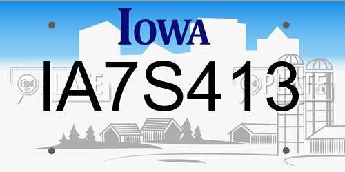 IA7S413 Iowa License Plate