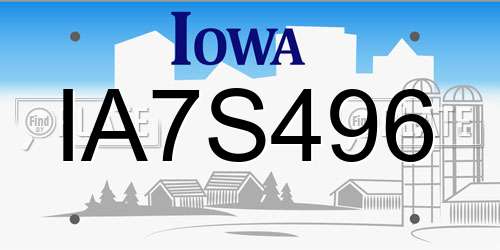 IA7S496 Iowa License Plate