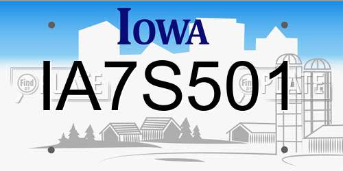 IA7S501 Iowa License Plate