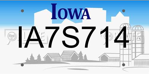 IA7S714 Iowa License Plate