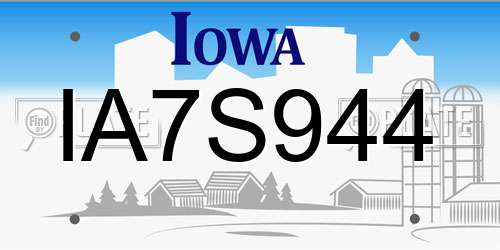 IA7S944 Iowa License Plate