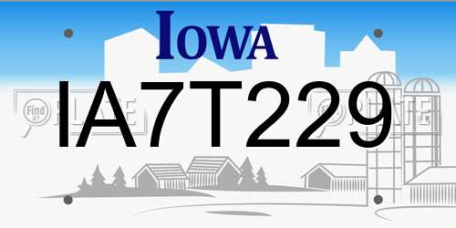 IA7T229 Iowa License Plate