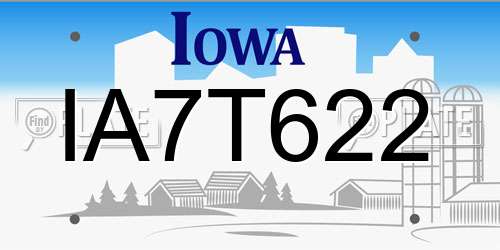 IA7T622 Iowa License Plate