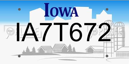 IA7T672 Iowa License Plate