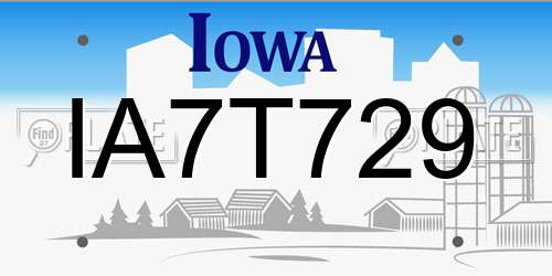 IA7T729 Iowa License Plate