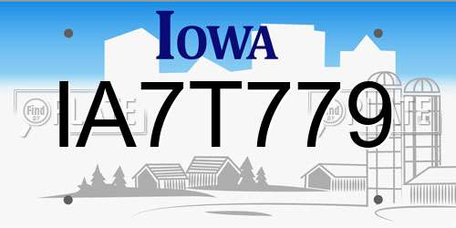 IA7T779 Iowa License Plate