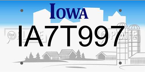 IA7T997 Iowa License Plate