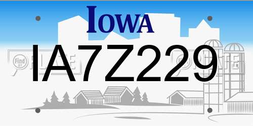 IA7Z229 Iowa License Plate