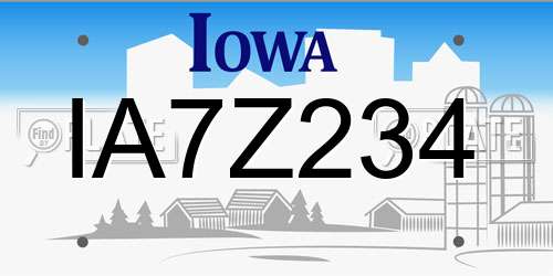 IA7Z234 Iowa License Plate