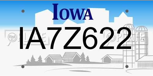 IA7Z622 Iowa License Plate