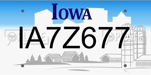 IA7Z677 Iowa License Plate