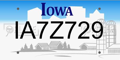 IA7Z729 Iowa License Plate