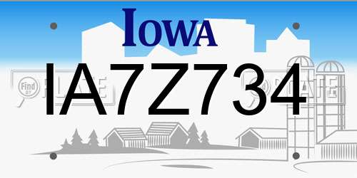 IA7Z734 Iowa License Plate