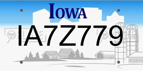 IA7Z779 Iowa License Plate