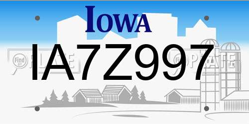 IA7Z997 Iowa License Plate