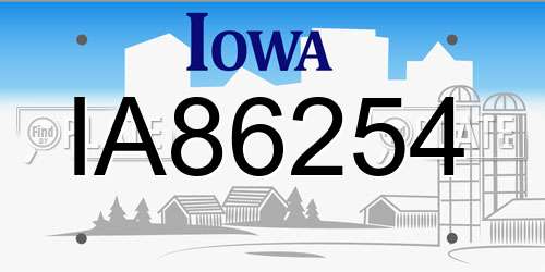 IA86254 Iowa License Plate
