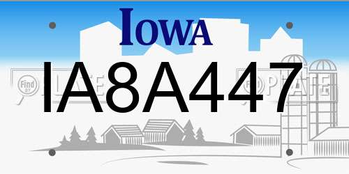 IA8A447 Iowa License Plate
