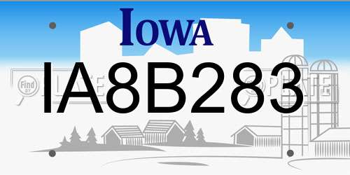 IA8B283 Iowa License Plate