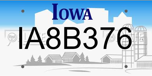 IA8B376 Iowa License Plate
