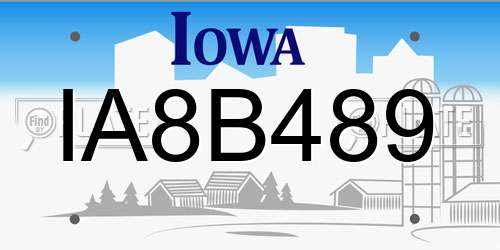 IA8B489 Iowa License Plate