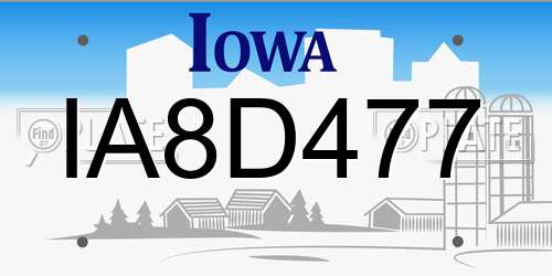 IA8D477 Iowa License Plate
