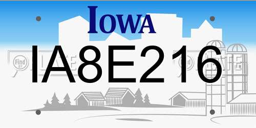 IA8E216 Iowa License Plate