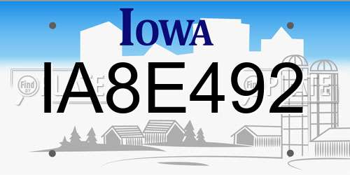 IA8E492 Iowa License Plate