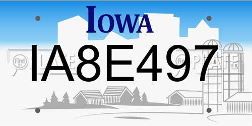 IA8E497 Iowa License Plate