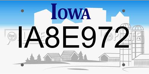IA8E972 Iowa License Plate