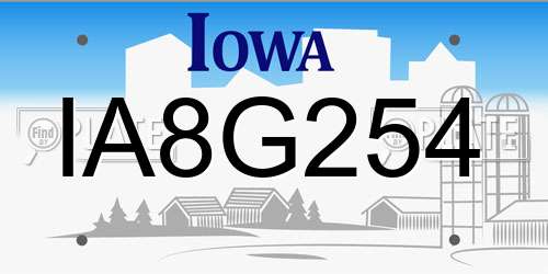 IA8G254 Iowa License Plate