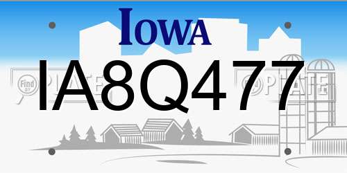 IA8Q477 Iowa License Plate