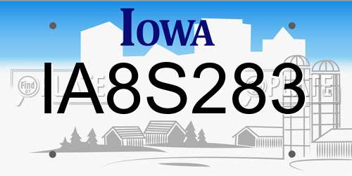 IA8S283 Iowa License Plate