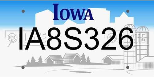 IA8S326 Iowa License Plate