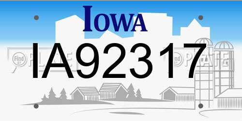 IA92317 Iowa License Plate