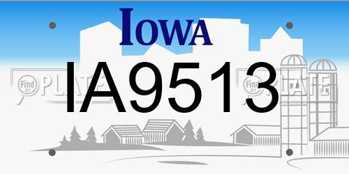 IA9513 Iowa License Plate