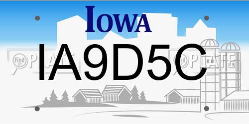 IA9D5C Iowa License Plate