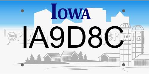 IA9D8C Iowa License Plate