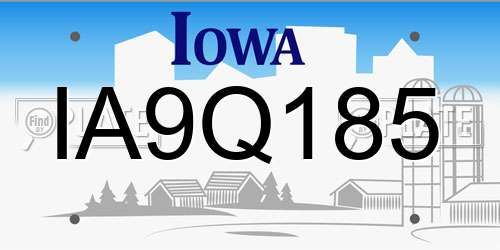 IA9Q185 Iowa License Plate