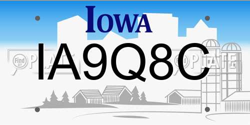 IA9Q8C Iowa License Plate