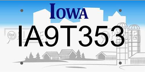 IA9T353 Iowa License Plate