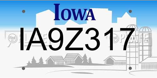 IA9Z317 Iowa License Plate