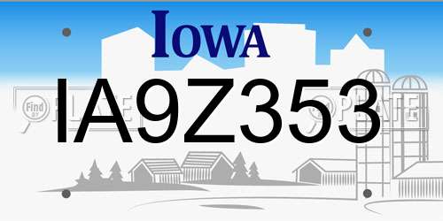 IA9Z353 Iowa License Plate