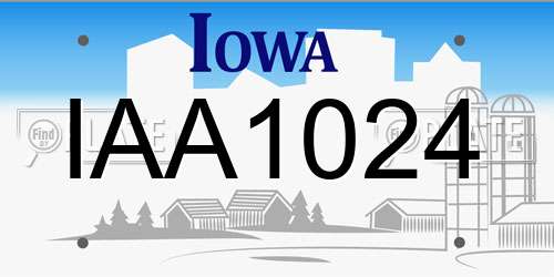 IAA1024 Iowa License Plate