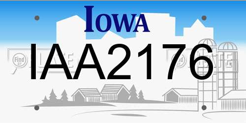 IAA2176 Iowa License Plate