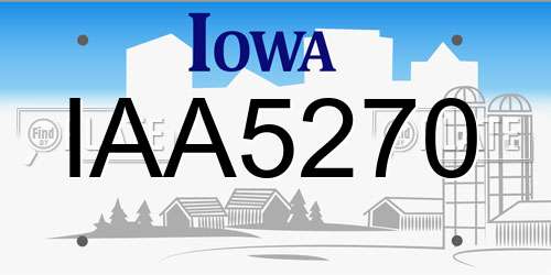 IAA5270 Iowa License Plate