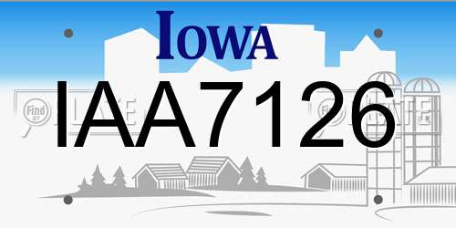 IAA7126 Iowa License Plate