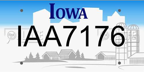 IAA7176 Iowa License Plate