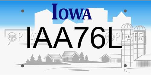 IAA76L Iowa License Plate